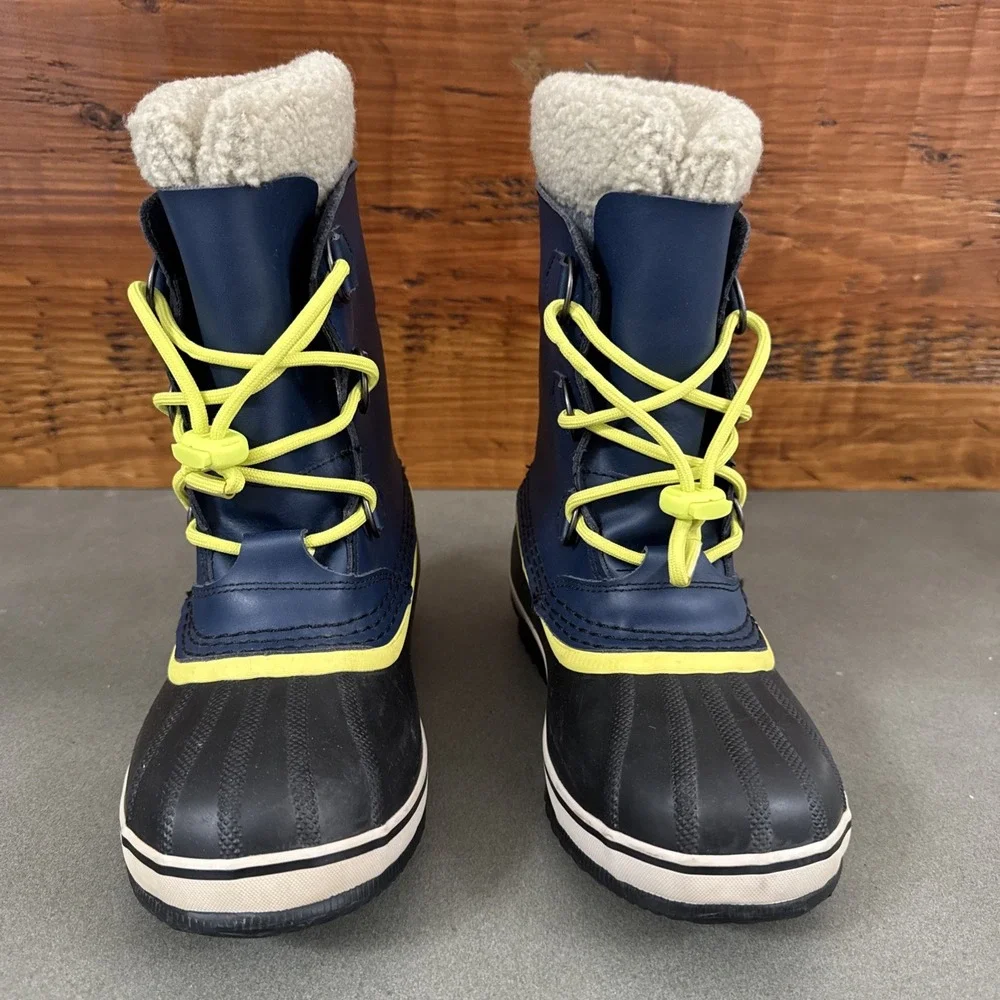 Sorel Snow Boots Boys Size 4 Blue Waterproof Insulated Lined Winter
